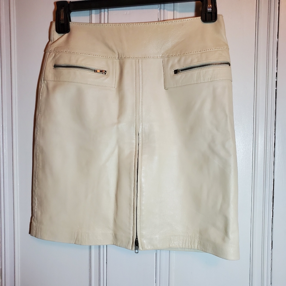 Cache Cream Leather Skirtsz 2 - image 4